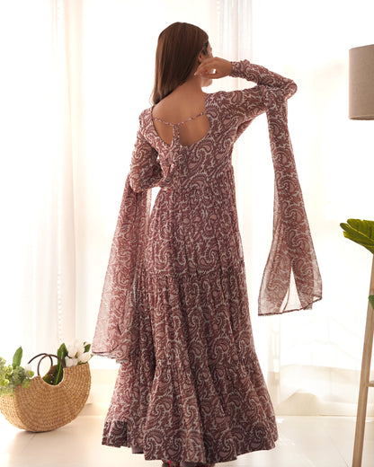 PURE SOFT FOX GEORGETTE PRINT FABRIC FULLY FLAIR ANARKALI SET