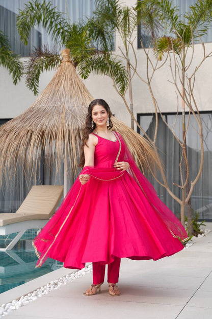 Elegant Marble Print Anarkali Set with Dupatta