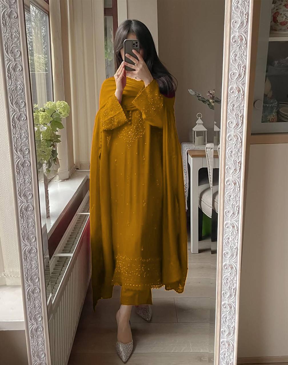 Georgette Sequence Embroidered Suit Set