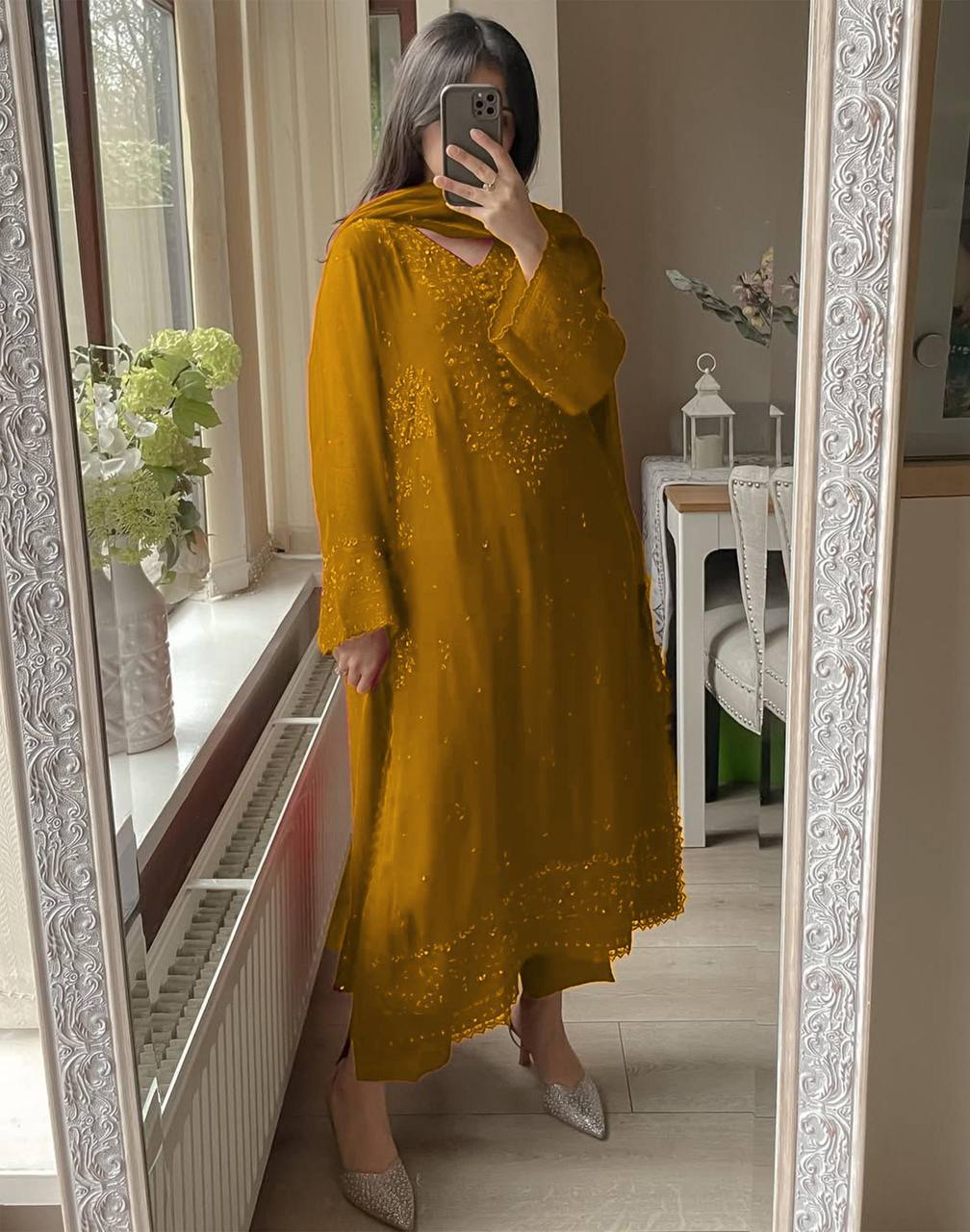 Georgette Sequence Embroidered Suit Set