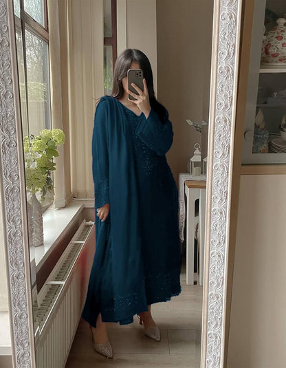 Georgette Sequence Embroidered Suit Set