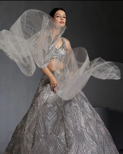 Embroidered Georgette Lehenga Set