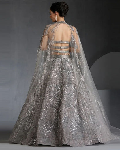 Embroidered Georgette Lehenga Set