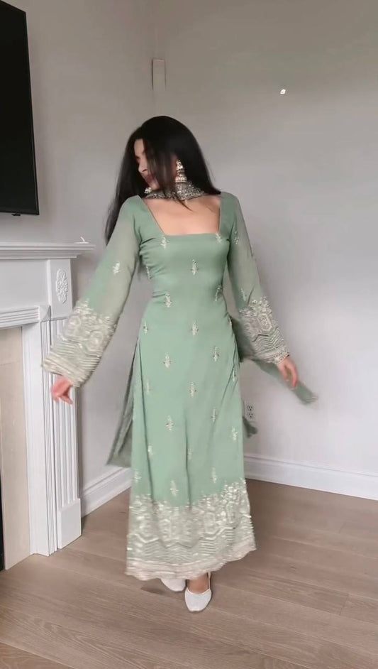 Elegant Faux Georgette Thread & Sequence Work Suit Set