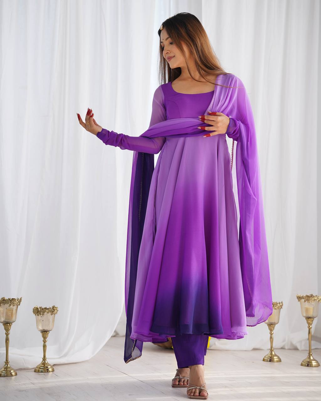 Trendy Pure Soft Fox Georgette Colorful Anarkali Set with Dupatta