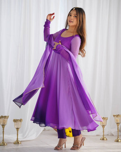Trendy Pure Soft Fox Georgette Colorful Anarkali Set with Dupatta