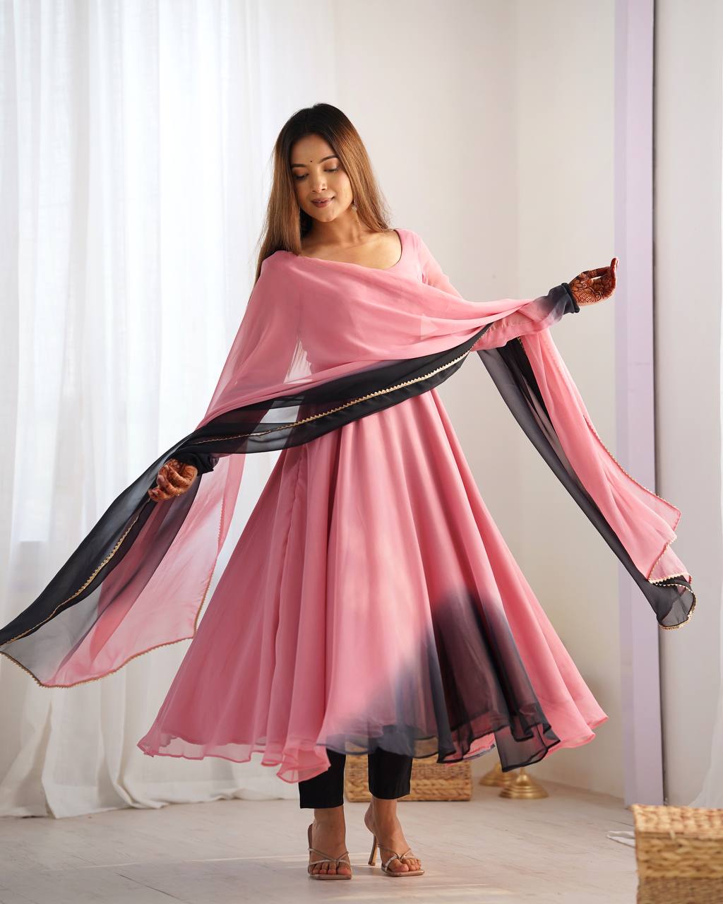 Trendy Pure Soft Fox Georgette Colorful Anarkali Set with Dupatta