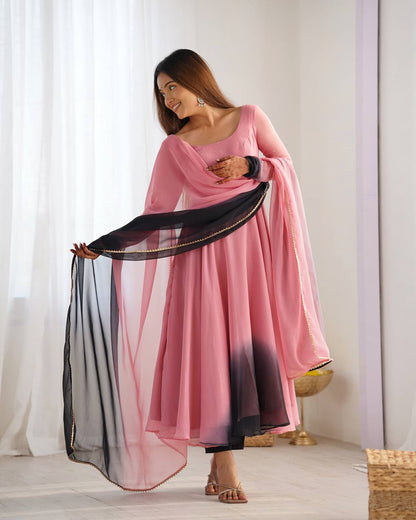 Trendy Pure Soft Fox Georgette Colorful Anarkali Set with Dupatta