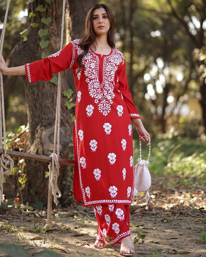 Elegant Reyon Embroidered Suit Set