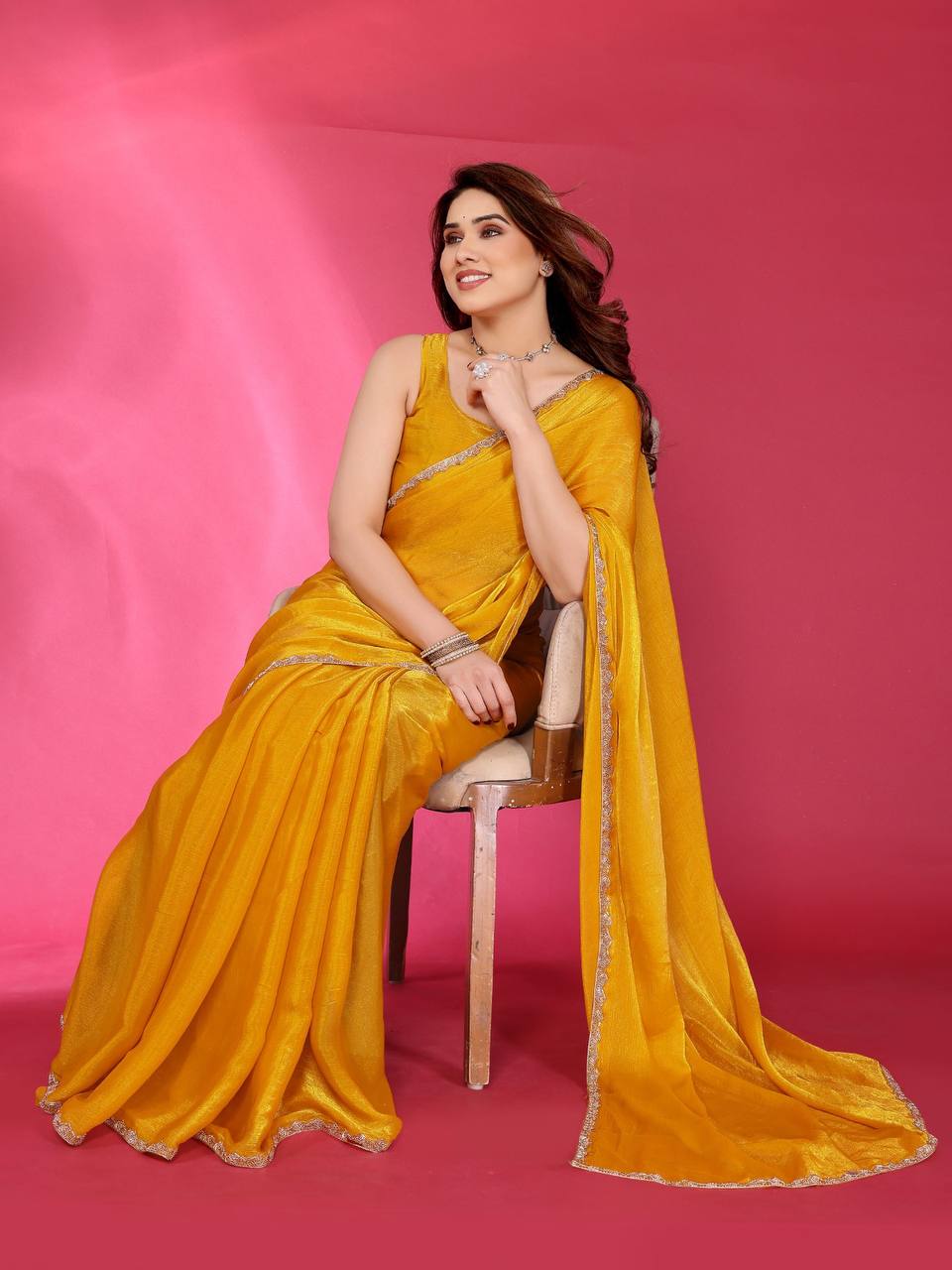 Royal Aura Embroidered Chiffon Silk Saree