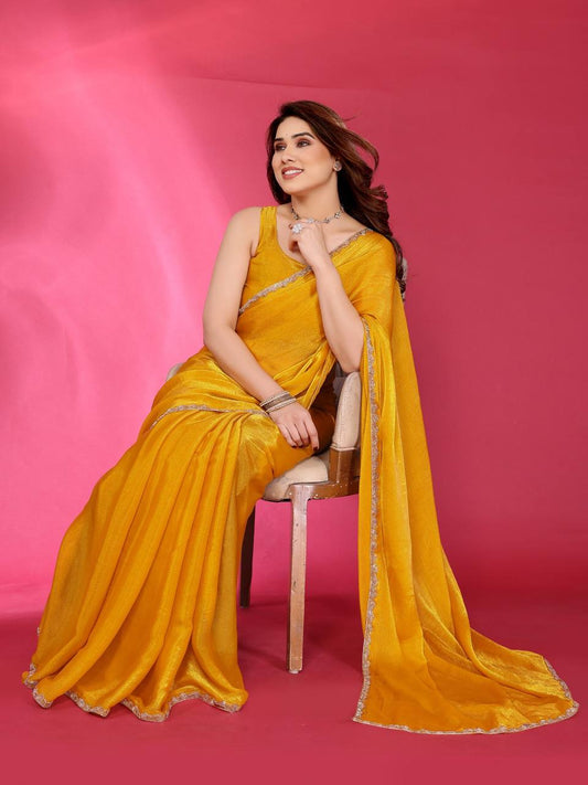 Royal Aura Embroidered Chiffon Silk Saree