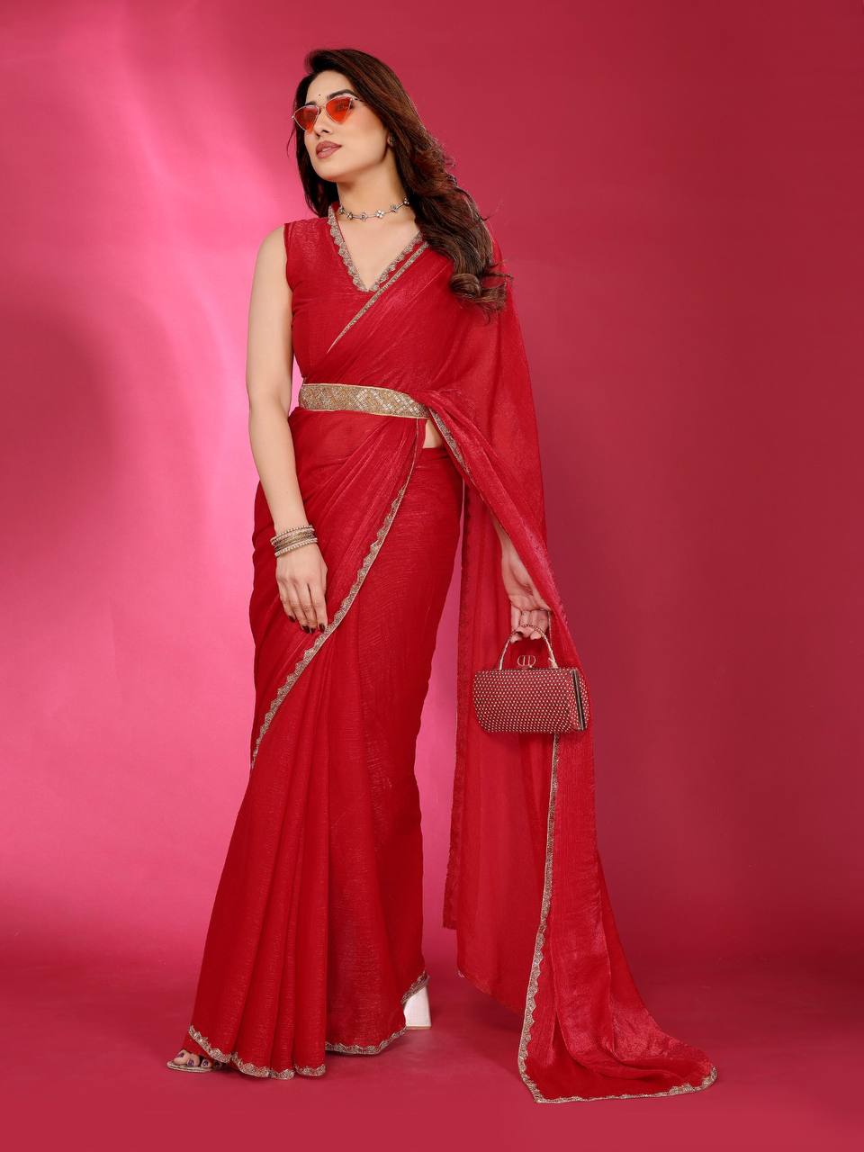 Royal Aura Embroidered Chiffon Silk Saree