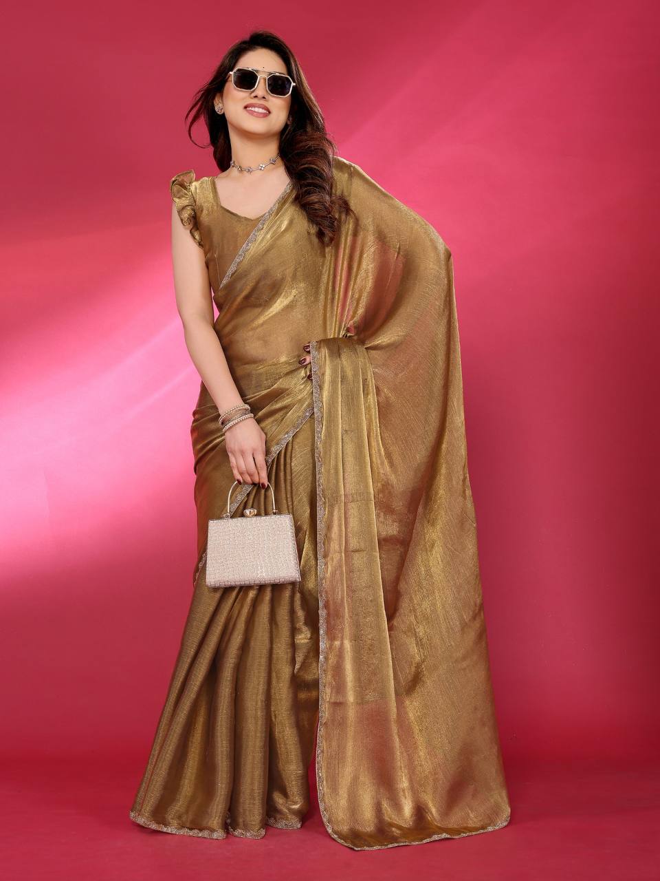 Royal Aura Embroidered Chiffon Silk Saree