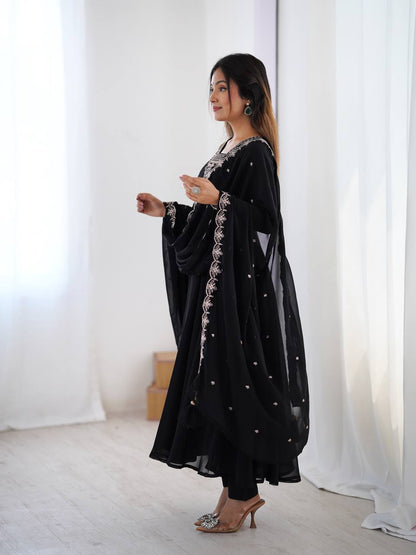 Regal Heavy Fox Georgette Anarkali Set with Dupatta & Pant
