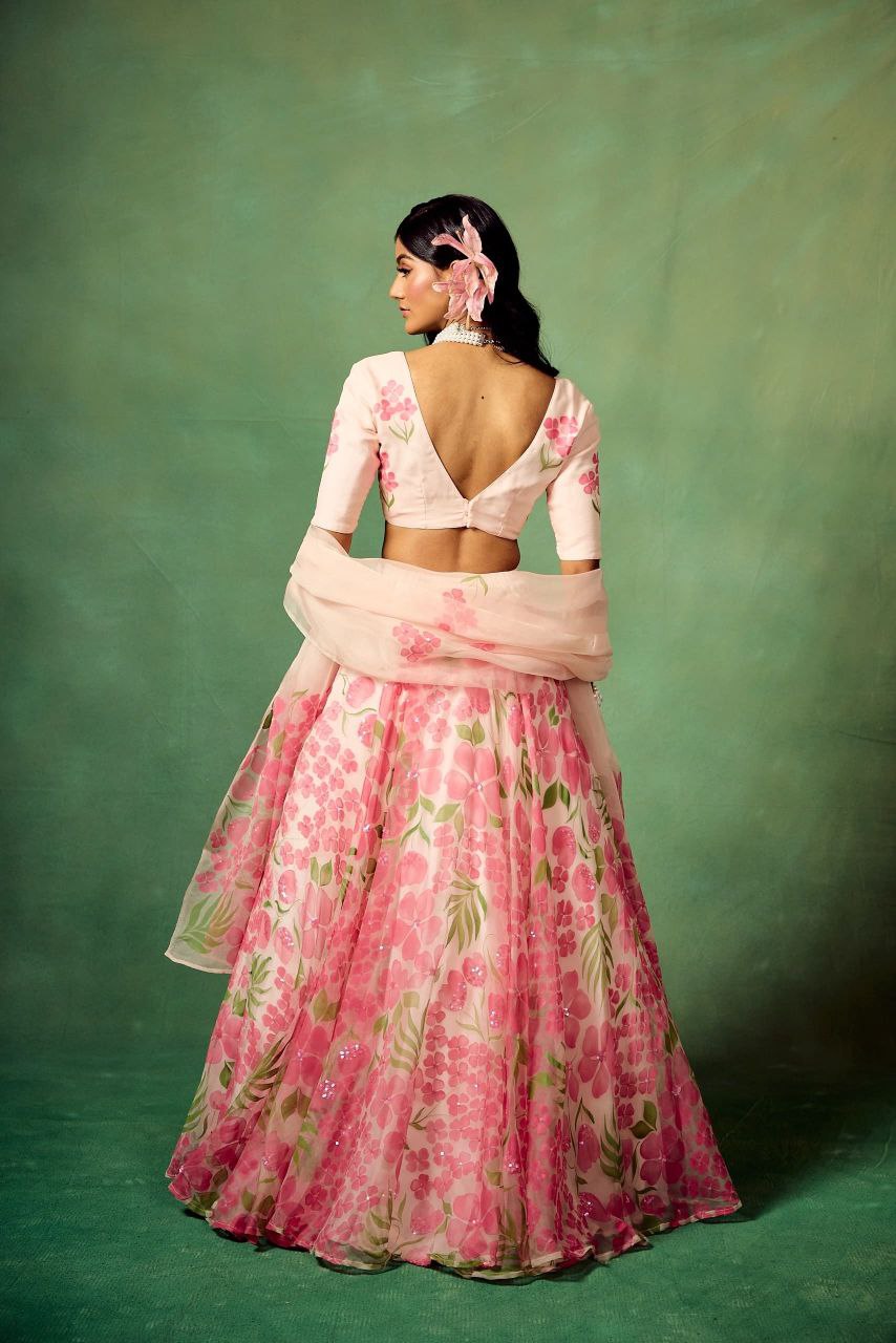 Bloom in Elegance – Premium Floral Print Lehenga Set