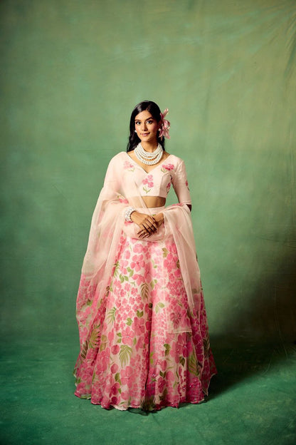 Bloom in Elegance – Premium Floral Print Lehenga Set