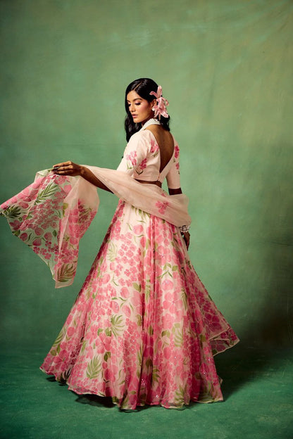 Bloom in Elegance – Premium Floral Print Lehenga Set