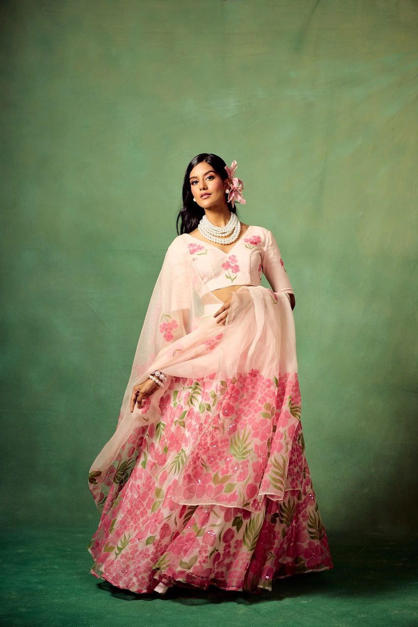 Bloom in Elegance – Premium Floral Print Lehenga Set