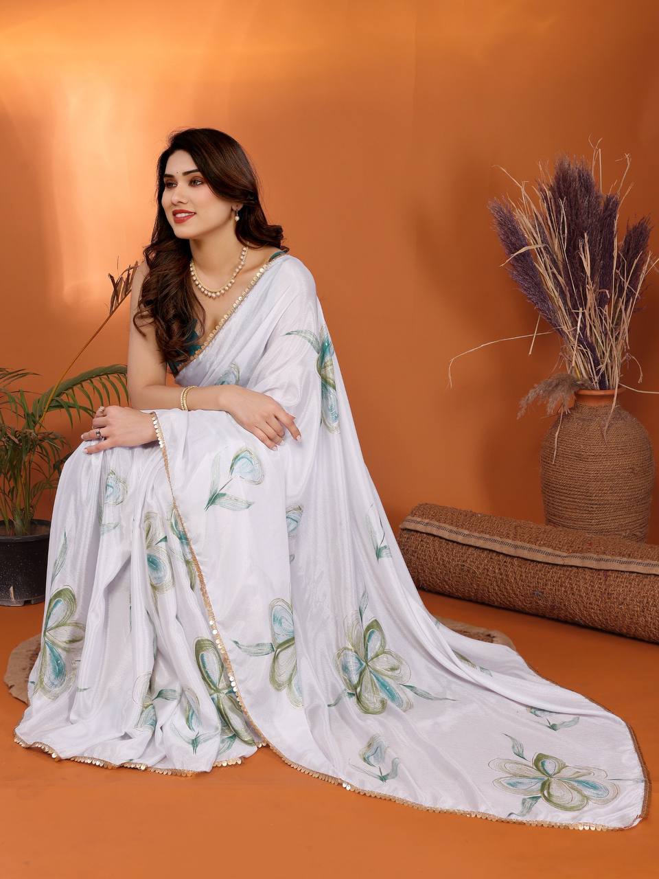 Aaprna FoilBloom Chinon Silk Saree