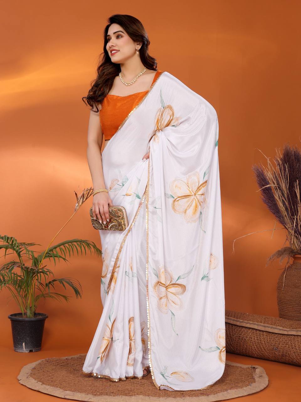 Aaprna FoilBloom Chinon Silk Saree