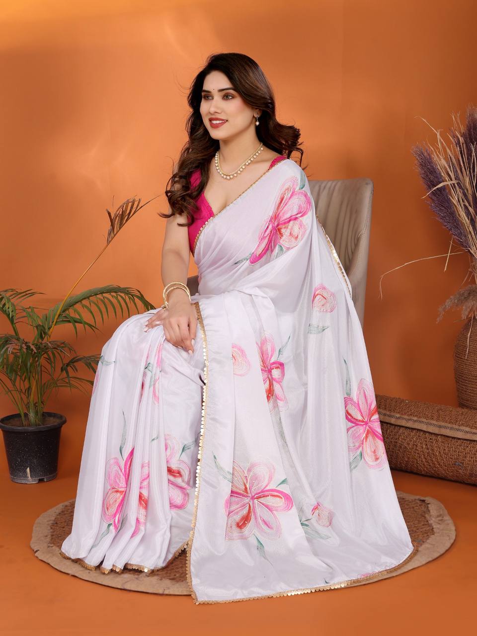 Aaprna FoilBloom Chinon Silk Saree