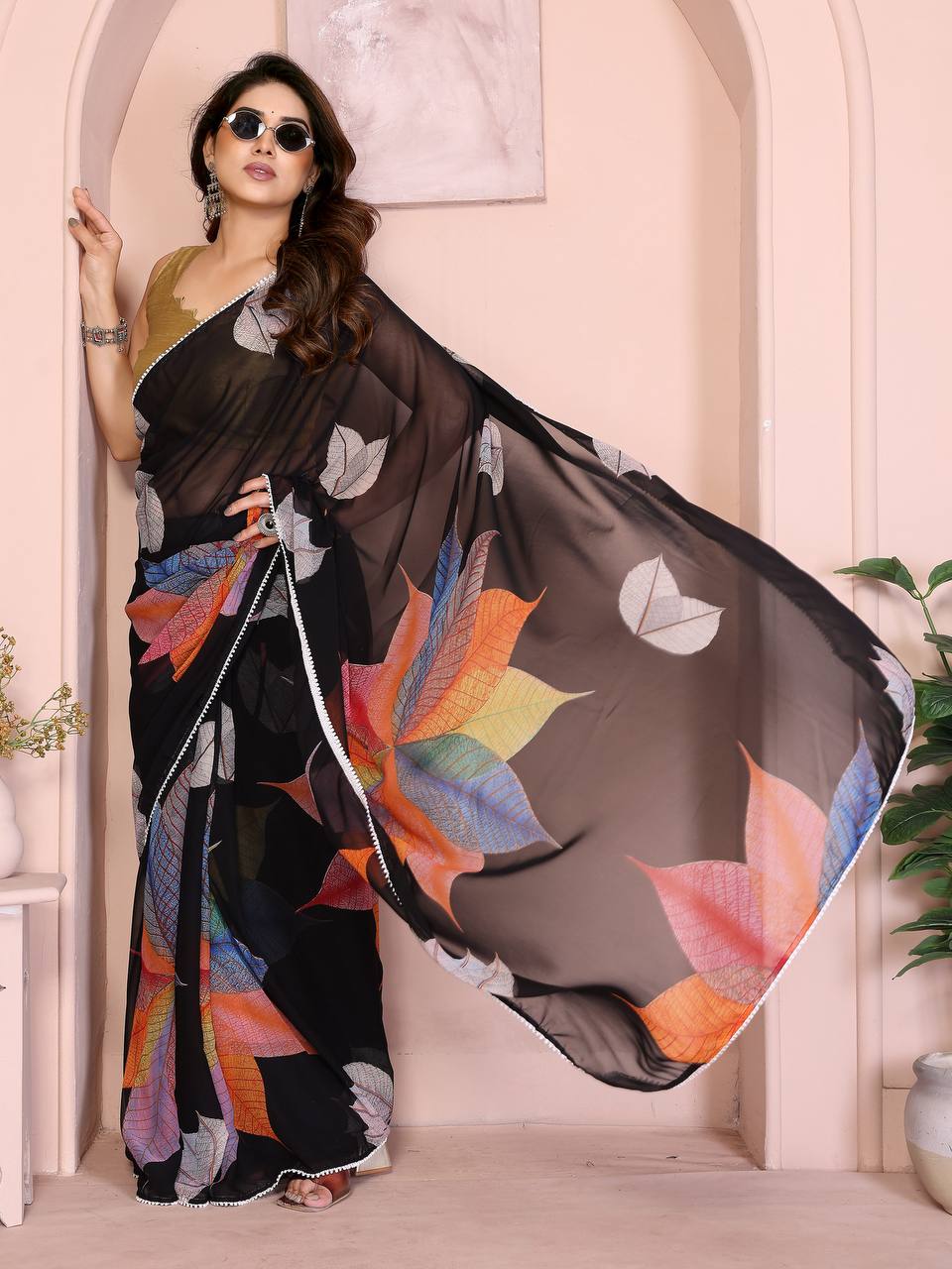 GeorgetteGrace Printed Easy-Drape Saree