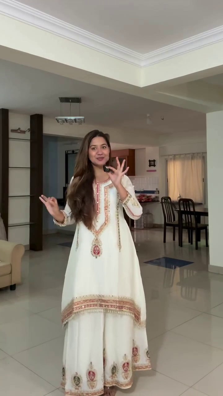 Festive Silk Sequence Embroidery Work Kurti Set