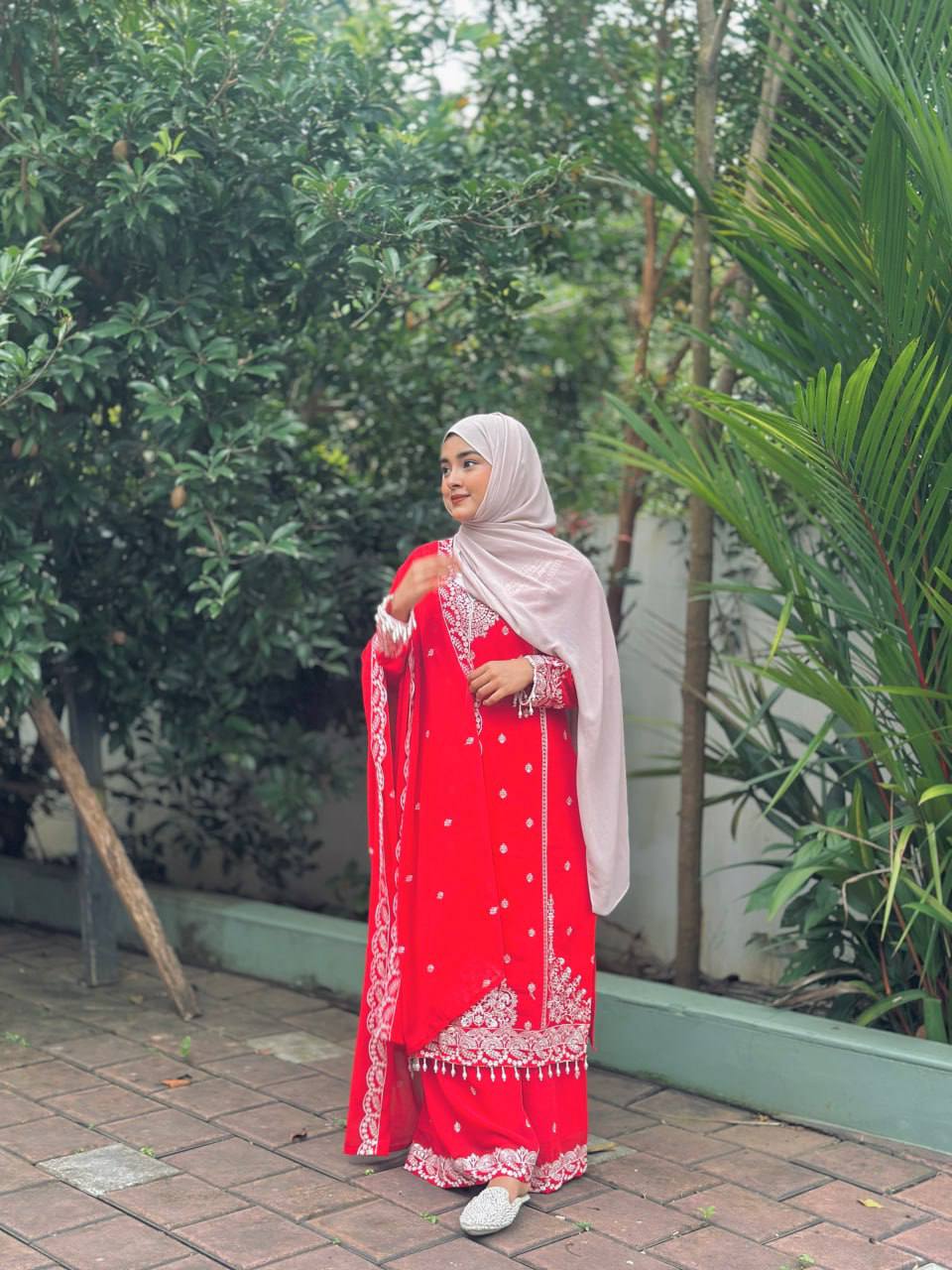 Royal Sequence Embroidery Work Faux Georgette Kurti Set