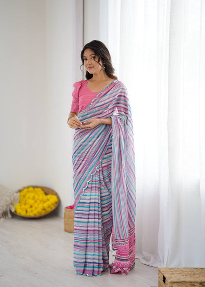 Mirror Glow Georgette Silk Saree