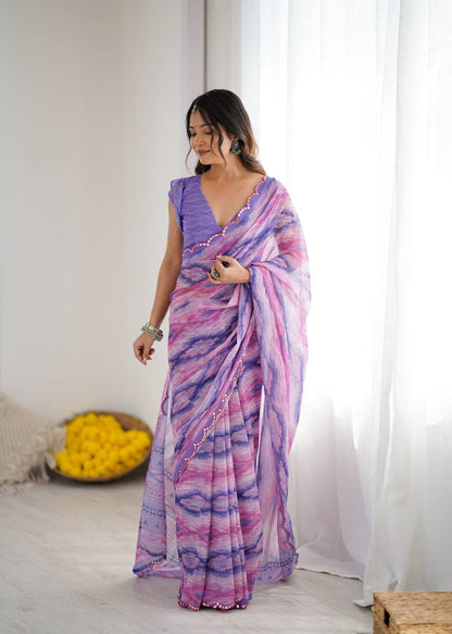 Mirror Glow Georgette Silk Saree
