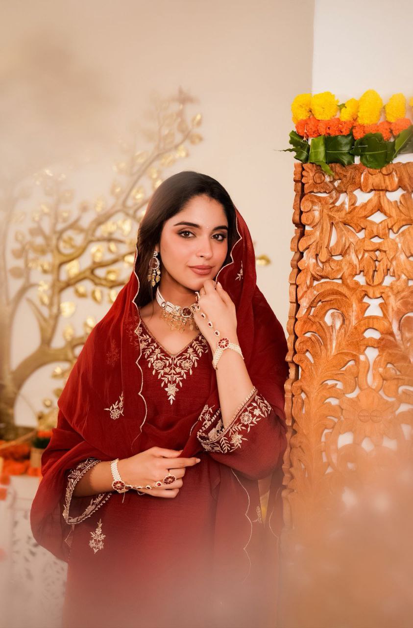 Premium Designer Kurta Pant Set with Embroidered Dupatta