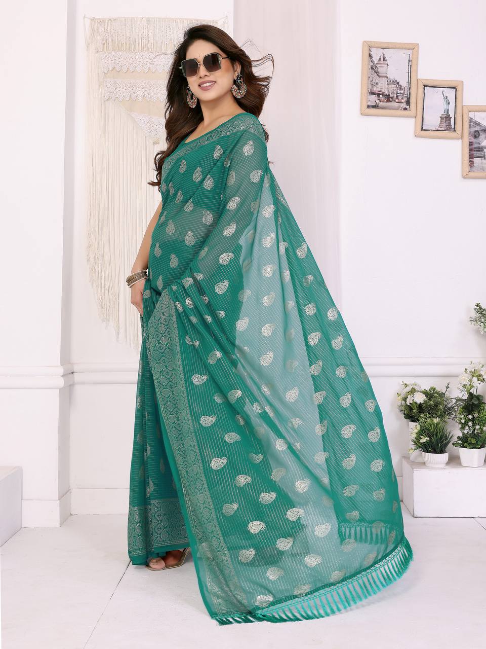 FoilGlow Georgette Silk Saree