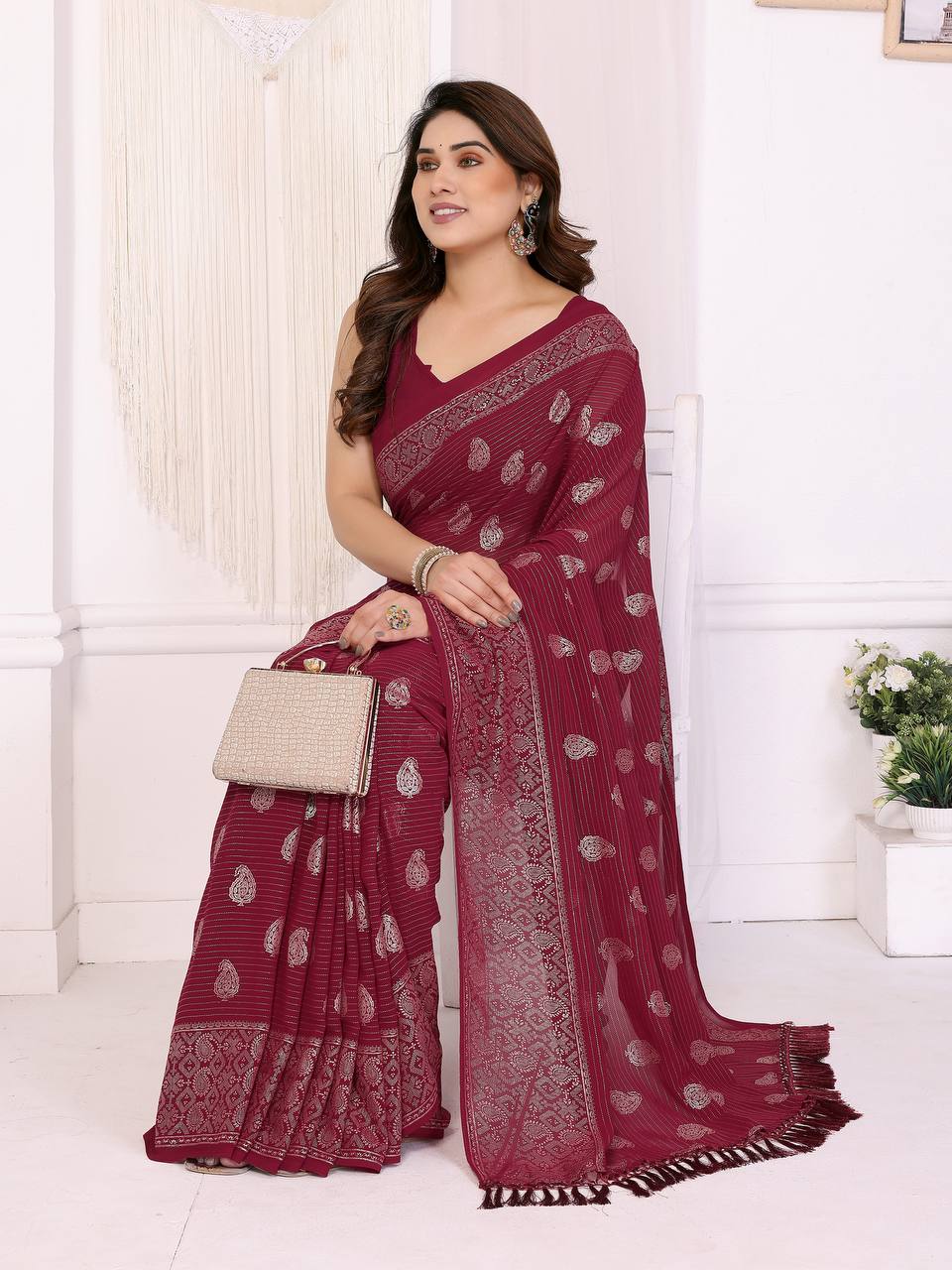 FoilGlow Georgette Silk Saree