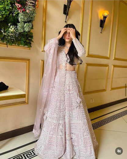 Elegance Redefined – Premium Butterfly Net Lehenga Set