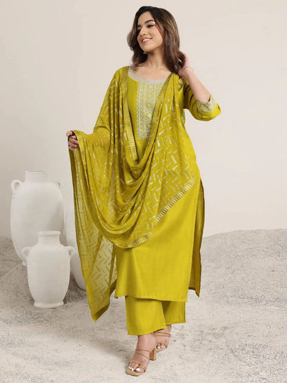 Designer Kurta Pant Set with Embroidered Dupatta