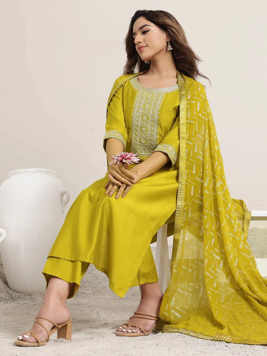 Designer Kurta Pant Set with Embroidered Dupatta