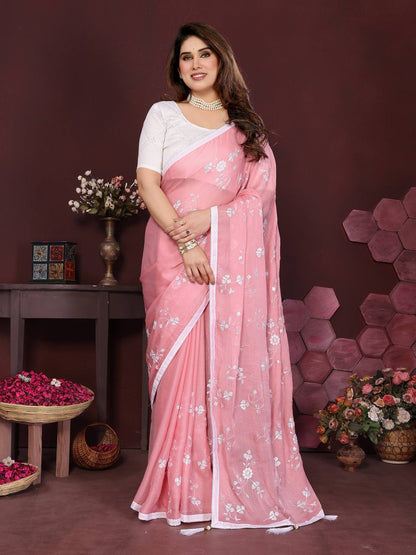 ChiffonCharm Embroidered Silk Saree