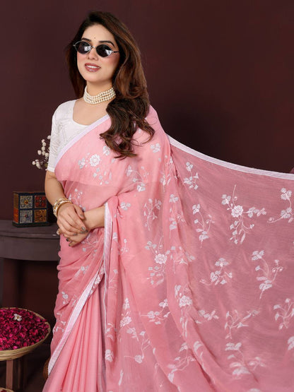 ChiffonCharm Embroidered Silk Saree