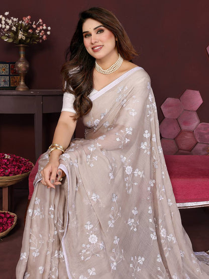 ChiffonCharm Embroidered Silk Saree