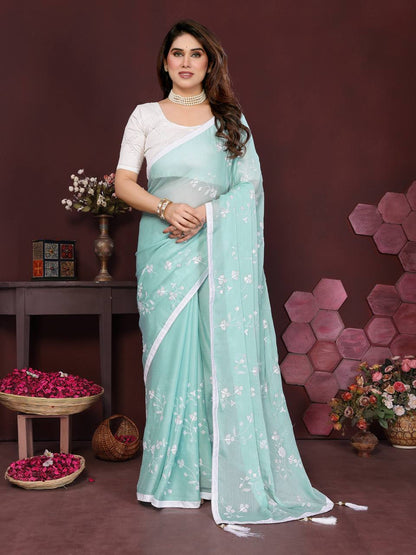 ChiffonCharm Embroidered Silk Saree