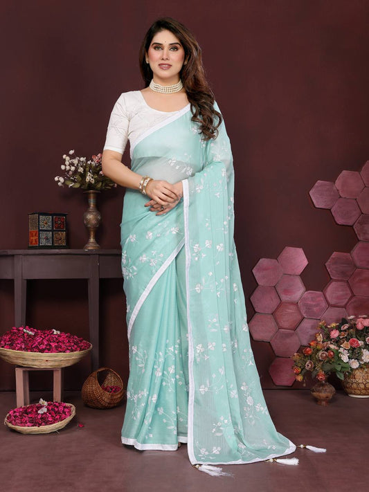 ChiffonCharm Embroidered Silk Saree