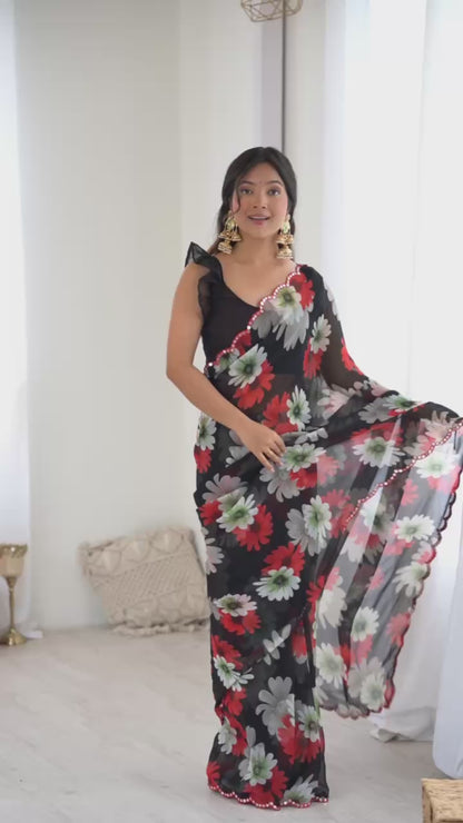 Beautiful Georgette Silk Saree