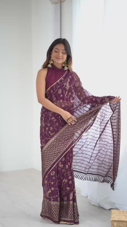 Elegant Georgette Silk Saree