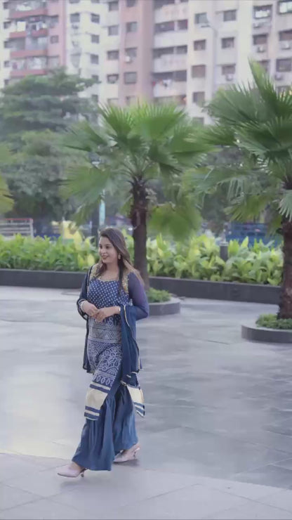 Premium Cotton Thread Sharara Set With Thread Embroidery