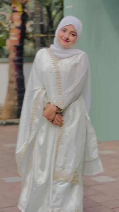 Classy Sequence Embroidery Work Silk Kurti Set