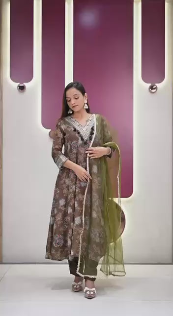 Premium Anarkali Salwar Suit – Digital Print Set with Dupatta