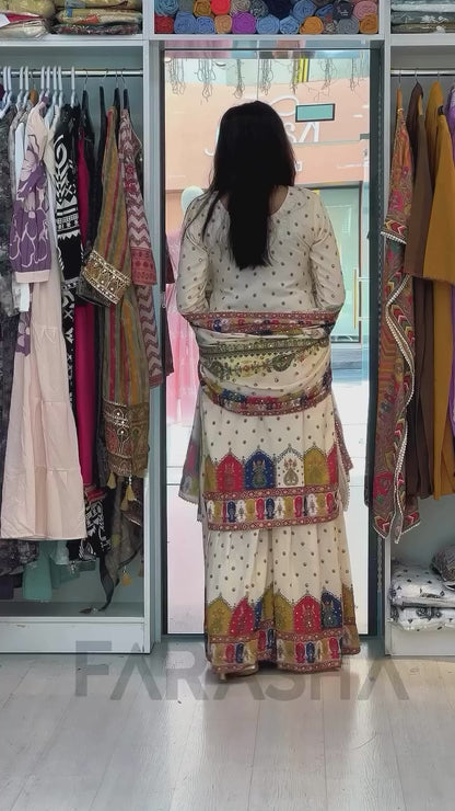 Exclusive Mirror Work Maslin Kurti Set