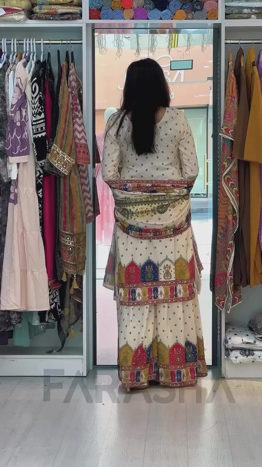 Exclusive Mirror Work Maslin Kurti Set